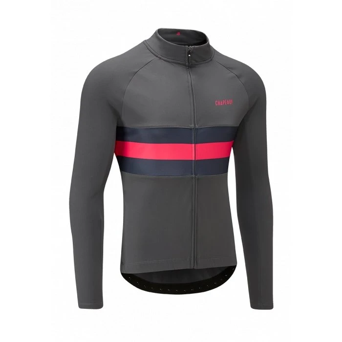 Chapeau! Men's Tempo 2 Thermal Long Sleeve Jersey Hoop Stripe - Carbon 2 Chapeau! Men's Tempo 2 Thermal Long Sleeve Jersey Hoop Stripe - Carbon - Image 2