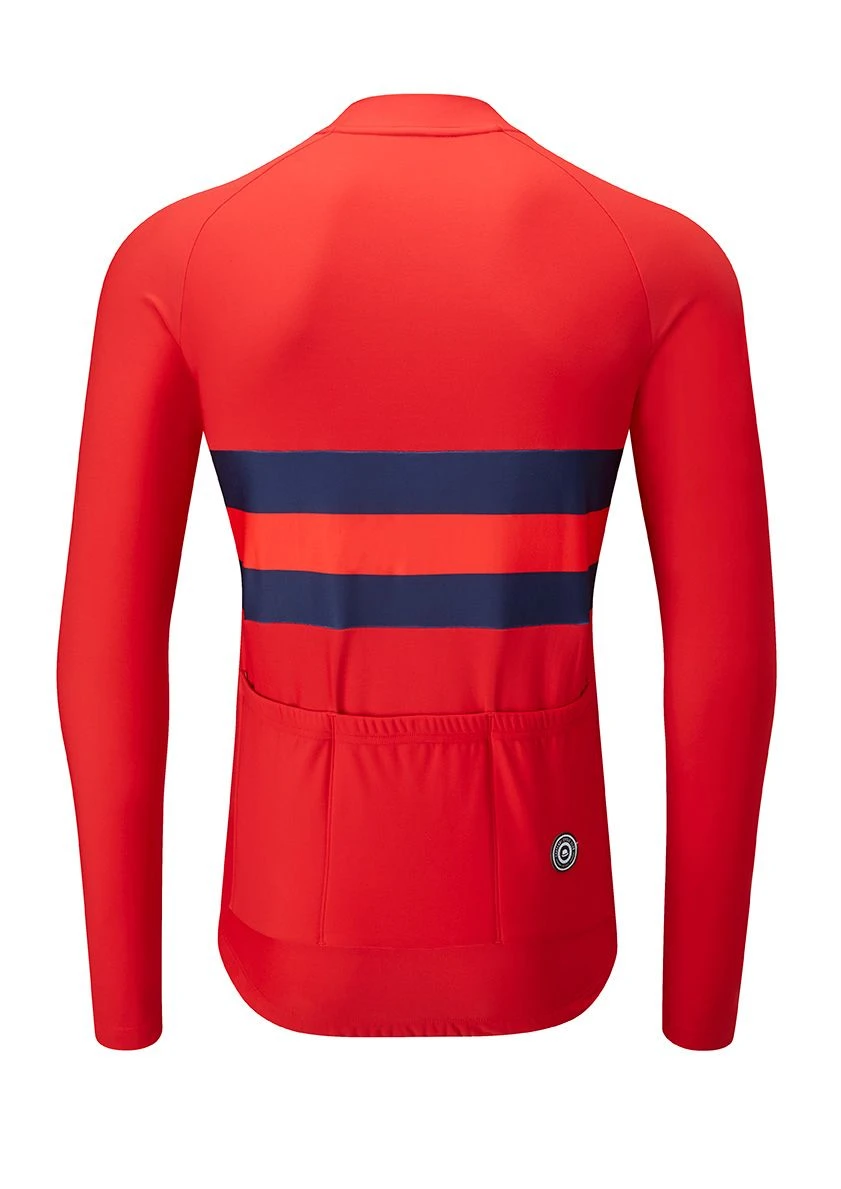Chapeau! Mens Tempo II LS Thermal Jersey Hoop Stripe- Devon Red 3 Chapeau! Mens Tempo II LS Thermal Jersey Hoop Stripe- Devon Red - Image 3