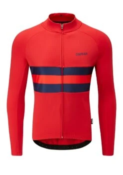 Chapeau! Mens Tempo II LS Thermal Jersey Hoop Stripe- Devon Red