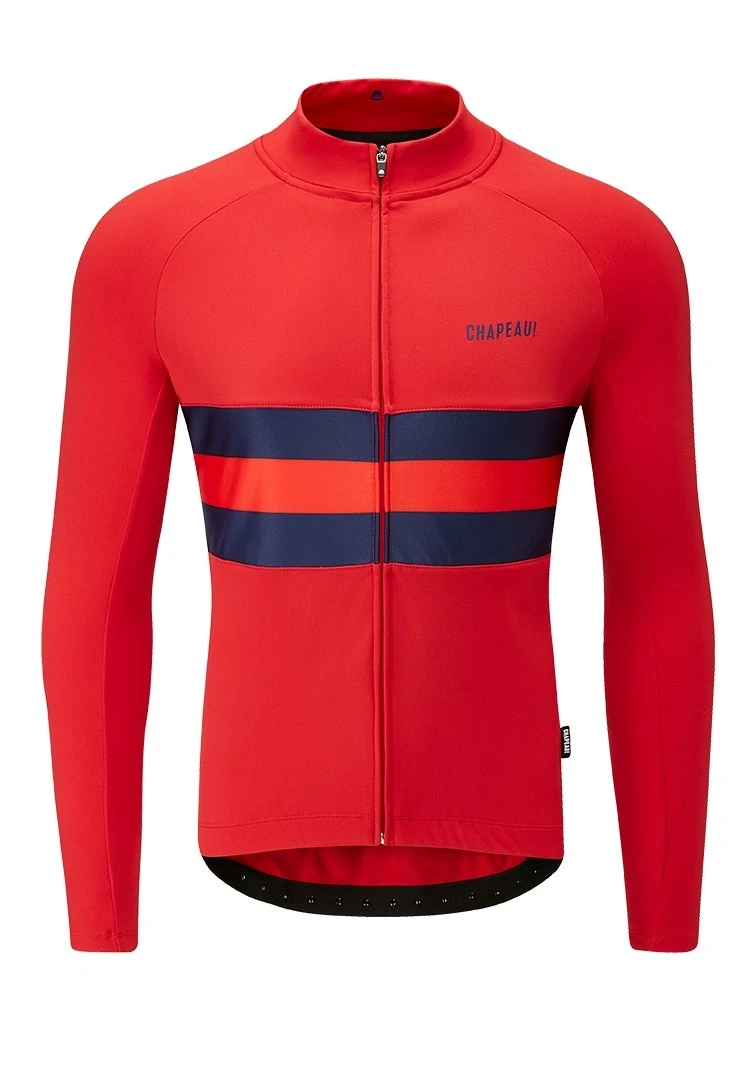 Chapeau! Mens Tempo II LS Thermal Jersey Hoop Stripe- Devon Red 1 Chapeau! Mens Tempo II LS Thermal Jersey Hoop Stripe- Devon Red