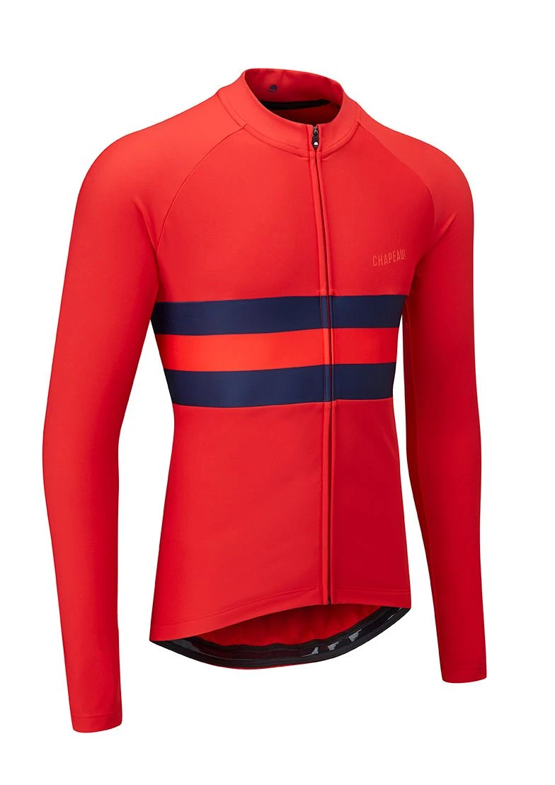 Chapeau! Mens Tempo II LS Thermal Jersey Hoop Stripe- Devon Red 2 Chapeau! Mens Tempo II LS Thermal Jersey Hoop Stripe- Devon Red - Image 2