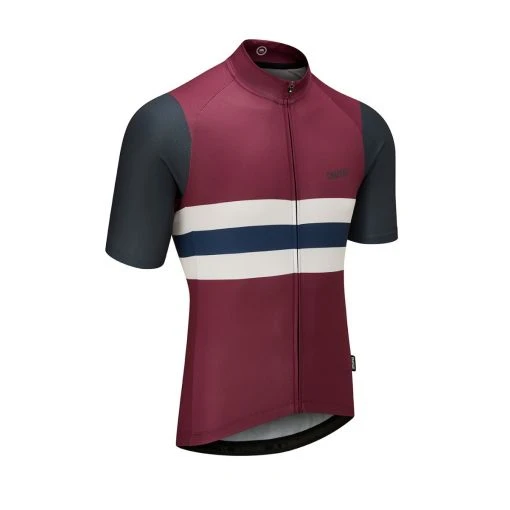 Chapeau! Men's Tempo Short Sleeve Jersey Block Stripe - Wine/Midnight 2 Chapeau! Men's Tempo Short Sleeve Jersey Block Stripe - Wine/Midnight - Image 2