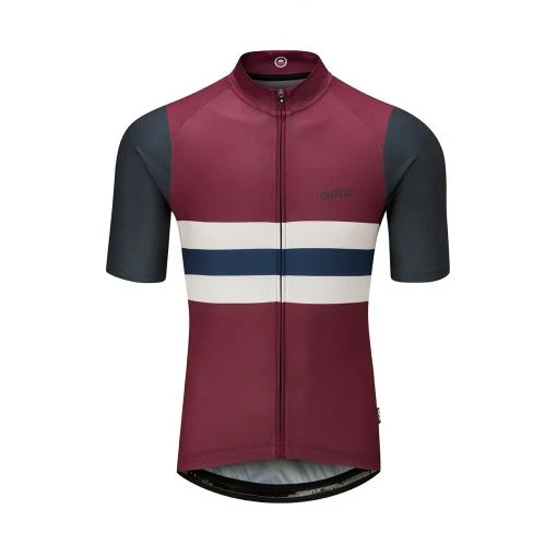 Chapeau! Men's Tempo Short Sleeve Jersey Block Stripe - Wine/Midnight 1 Chapeau! Men's Tempo Short Sleeve Jersey Block Stripe - Wine/Midnight