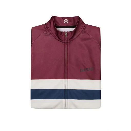 Chapeau! Men's Tempo Short Sleeve Jersey Block Stripe - Wine/Midnight 4 Chapeau! Men's Tempo Short Sleeve Jersey Block Stripe - Wine/Midnight - Image 4