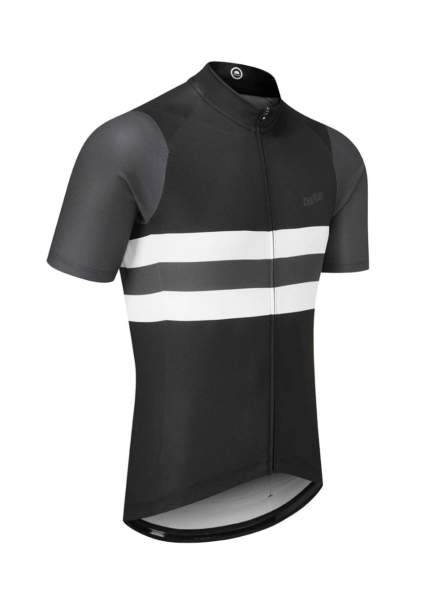Chapeau! Tempo Jersey Block Stripe - Black / Carbon Grey 2 Chapeau! Tempo Jersey Block Stripe - Black / Carbon Grey - Image 2