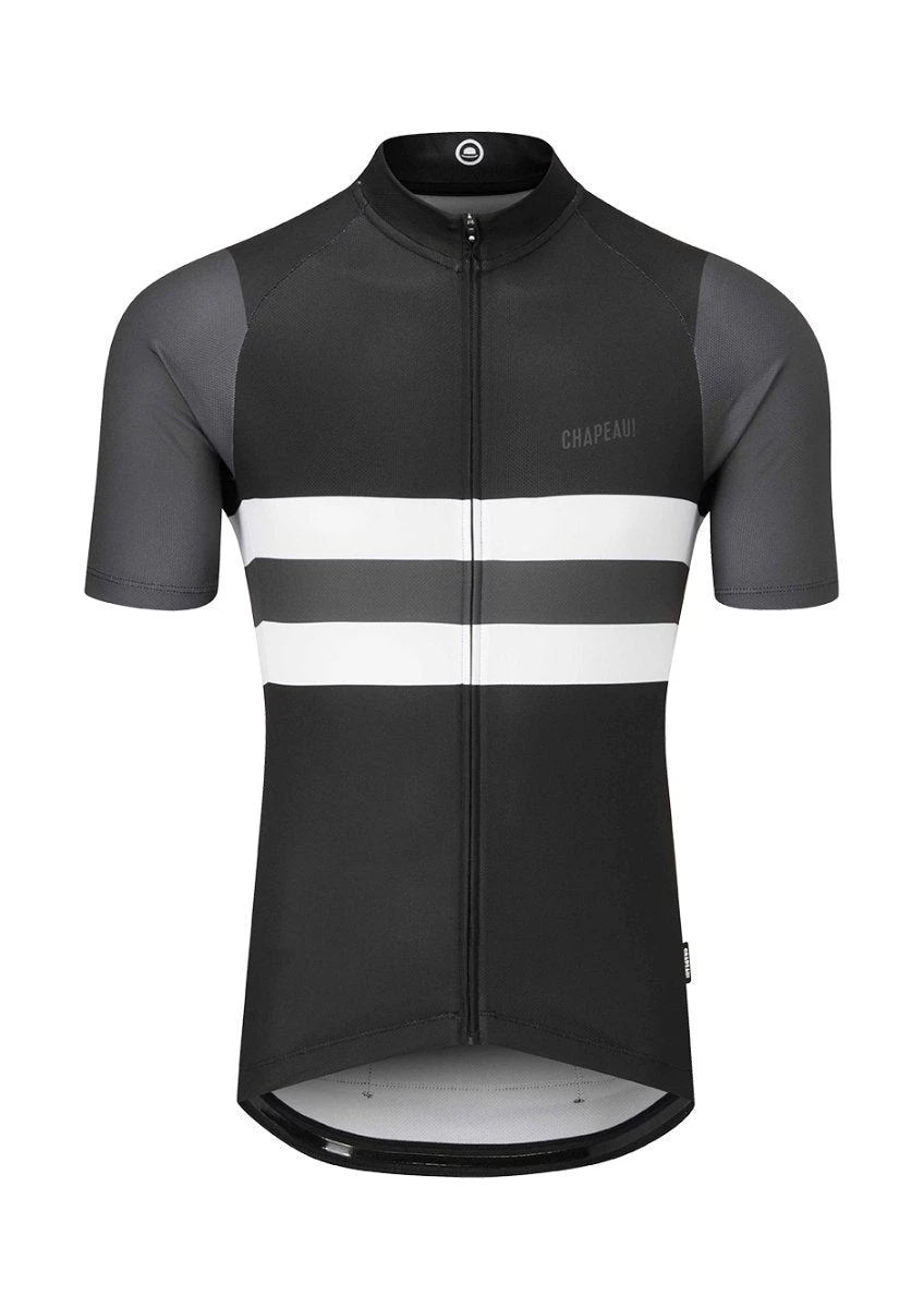 Chapeau! Tempo Jersey Block Stripe - Black / Carbon Grey 1 Chapeau! Tempo Jersey Block Stripe - Black / Carbon Grey