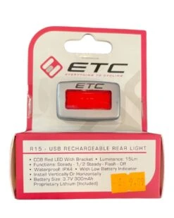ETC FR15 USB Rechargeable Rear Bike Light