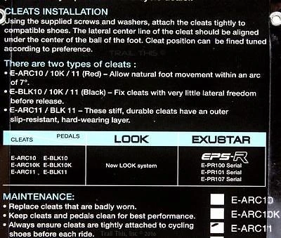 Exustar EPS-R & New Look Compatible Cleats E-ARC11 2 Exustar EPS-R & New Look Compatible Cleats E-ARC11 - Image 2