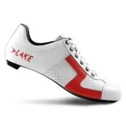 Lake CX1 Cycling Road Shoes - Lace Up - White & Red
