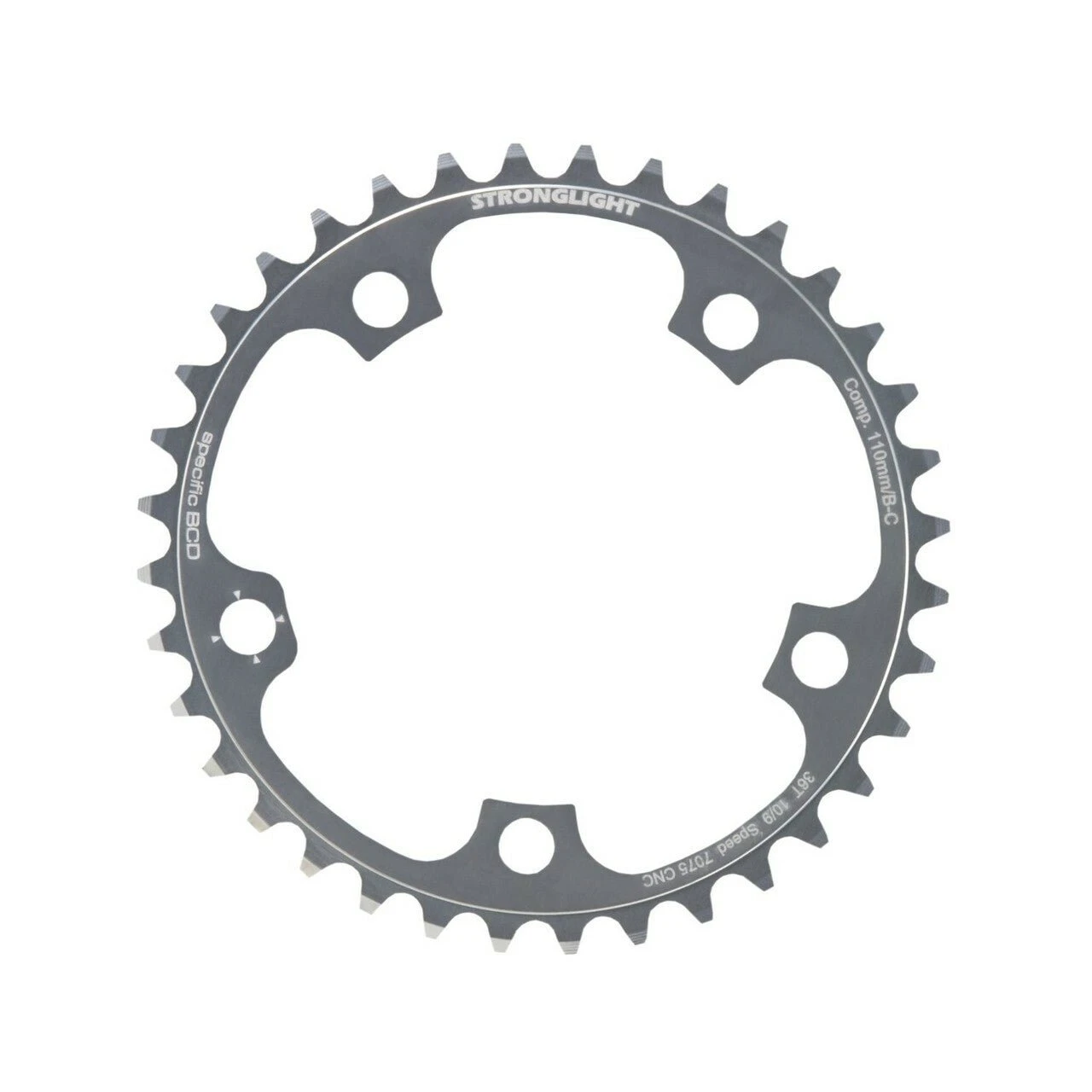 Stronglight Zicral 7075 9/10 Speed Chainring | 110mm BCD | Silver 1 Stronglight Zicral 7075 9/10 Speed Chainring | 110mm BCD | Silver